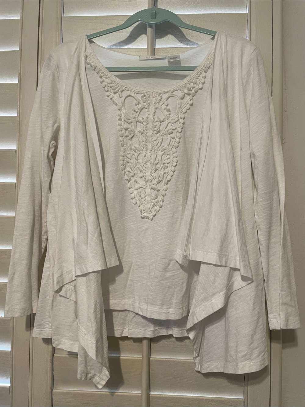 Tantrums White Crochet-Front Layered Tunic